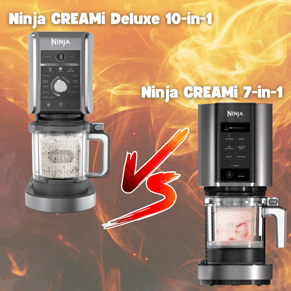 Ninja CREAMi Deluxe 10-in-1 
vs
Ninja CREAMi 7-in-1
IJmachines ijs maken
